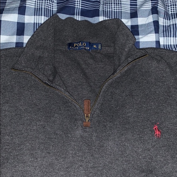 Quarter zip Ralph Lauren Polo sweater dark grey - Picture 3 of 3